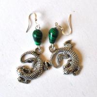 Mal 261 boucles oreilles lezard egyptienne malachite 60mm 11gr 4