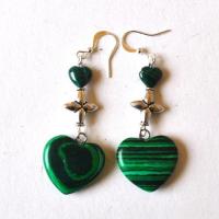 Mal 263 boucles oreilles malachite 60mm 10gr coeur e croix 1