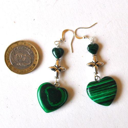 Mal 263 boucles oreilles malachite 60mm 10gr coeur e croix 3