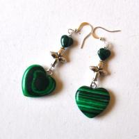 Mal 263 boucles oreilles malachite 60mm 10gr coeur e croix 4