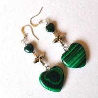 Mal 263 boucles oreilles malachite 60mm 10gr coeur e croix 5