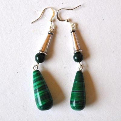 Mal 264boucles oreilles egyptienne malachite 10x20mm 10gr 2 