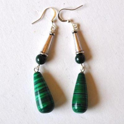 Mal 264boucles oreilles egyptienne malachite 10x20mm 10gr 2