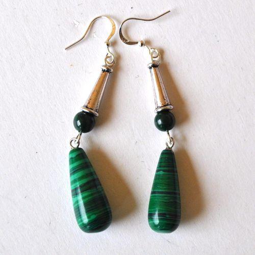Mal 264boucles oreilles egyptienne malachite 10x20mm 10gr 2