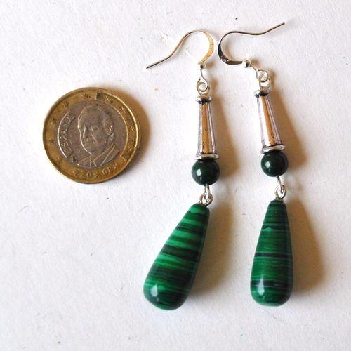 Mal 264boucles oreilles egyptienne malachite 10x20mm 10gr 3