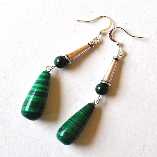 Mal 264boucles oreilles egyptienne malachite 10x20mm 10gr 4