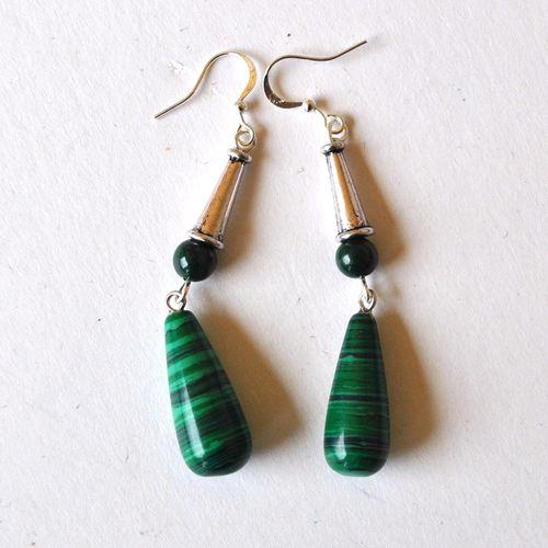 Mal 264boucles oreilles egyptienne malachite 10x20mm 10gr 5