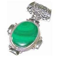 Mal 265b pendentif pendant malachite 28gr argent 62mm