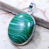 Mal 266b pendentif pendant malachite 15gr argent 32x26mm