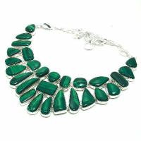 Mal 266d collier parure malachite 127gr 10x30mm argent925 egyptien