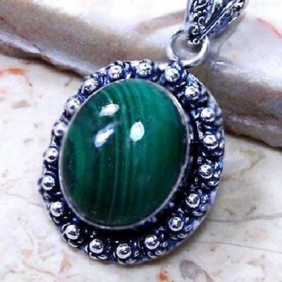 Mal 267c pendentif pendant 46mm malachite 16gr argent 18x20mm