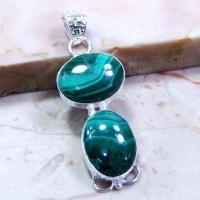 Mal 268a pendentif pendant 56mm malachite 13gr argent 15x20mm