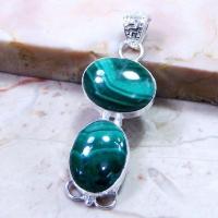 Mal 268b pendentif pendant 56mm malachite 13gr argent 15x20mm