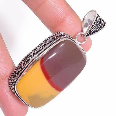 Mk 0003a pendentif pendant mokaite 22x40mm achat vente bijoux ethnique argent 925