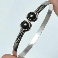 On 0101a bracelet torque 11gr onyx noir 2x8mm gothique argent 925