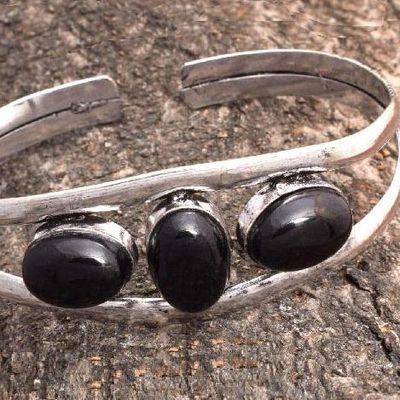 On 0102c bracelet torque 15gr onyx noir 10x15m gothique argent 925