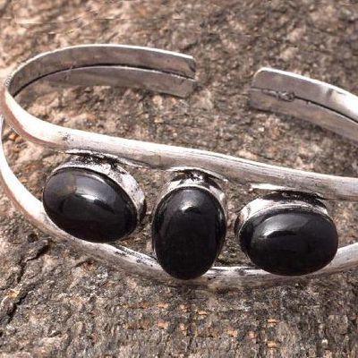On 0102d bracelet torque 15gr onyx noir 10x15m gothique argent 926