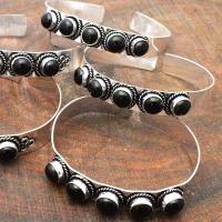 On 0103b bracelet torque 22gr onyx noir 5x8mm gothique argent 925