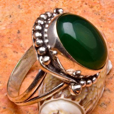 On 0128a bague chevaliere anneau onyx vert argent 925