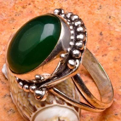 On 0128a bague chevaliere anneau onyx vert argent 925