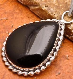 On 0158c pendentif onyx noir argent achat vente