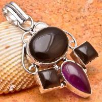 On 0183b pendentif pendant onyx noir argent 925