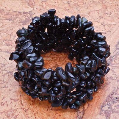 On 0184c bracelet onyx noir monture elastique