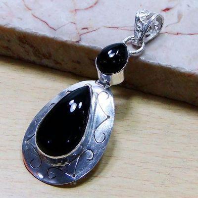 On 0236c pendentif pendant onyx noir argent 925