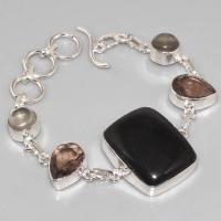 On 0288a bracelet onyx noir quartz fume achat vente bijou argent 925