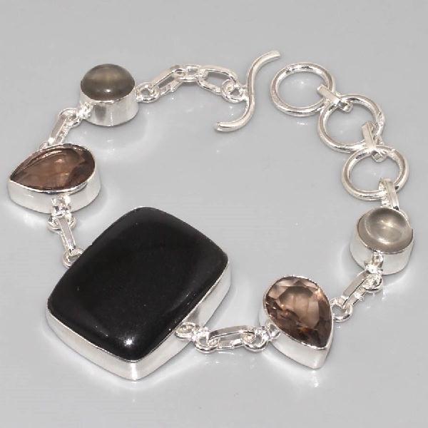 On 0288c bracelet onyx noir quartz fume achat vente bijou argent 925