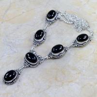 On 0299a collier sautoir onyx noir parure bijou 1900 art deco achat vente