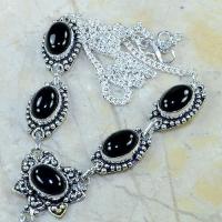 On 0314b collier sautoir onyx noir parure bijou 1900 art deco achat vente