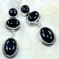 On 0336b boucles pendants oreilles onyx noir parure bijou 1900 achat vente 1