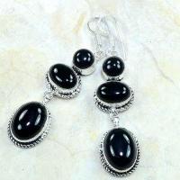 On 0336c boucles pendants oreilles onyx noir parure bijou 1900 achat vente 1