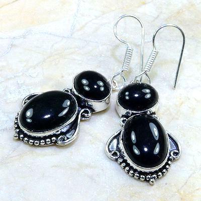 On 0340c boucles pendants oreilles onyx noir parure bijou 1900 achat vente