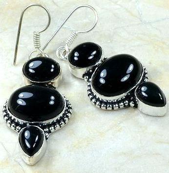 On 0348c boucles pendants oreilles onyx noir bijou 1900 achat vente