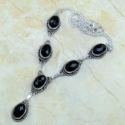 On 0363a collier sautoir onyx noir parure bijou 1900 art deco achat vente