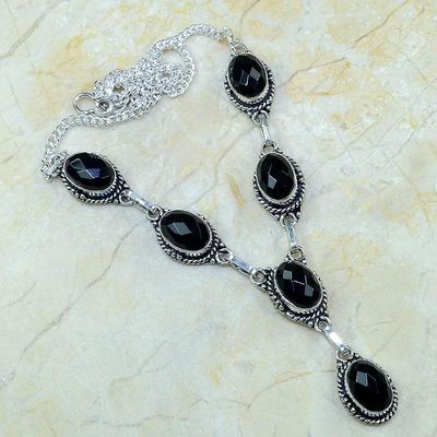 On 0363d collier sautoir onyx noir parure bijou 1900 art deco achat vente