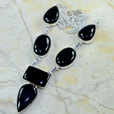 On 0370d collier sautoir onyx noir parure bijou 1900 art deco achat vente