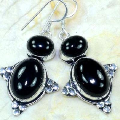 On 0373c boucles pendants oreilles onyx noir parure bijou 1900 achat vente