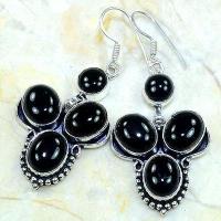 On 0374b boucles pendants oreilles onyx noir parure bijou 1900 achat vente