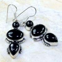 On 0375a boucles pendants oreilles onyx noir parure bijou 1900 achat vente