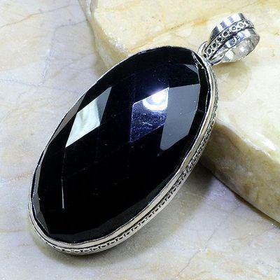 On 0378b pendentif onyx noir gemme pierre taillee achat vente bijou