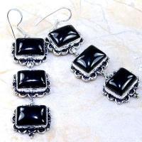 On 0388a boucles pendants oreilles onyx noir parure bijou 1900 achat vente