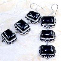 On 0388b boucles pendants oreilles onyx noir parure bijou 1900 achat vente