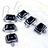 On 0389a boucles pendants oreilles onyx noir parure bijou 1900 achat vente