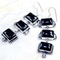 On 0389b boucles pendants oreilles onyx noir parure bijou 1900 achat vente