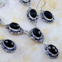 On 0396c parure boucles oreilles collier sautoir onyx noir bijou 1900 art deco achat vente