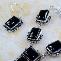 On 0397b parure boucles oreilles collier sautoir onyx noir bijou 1900 art deco achat vente