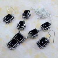 On 0397d parure boucles oreilles collier sautoir onyx noir bijou 1900 art deco achat vente